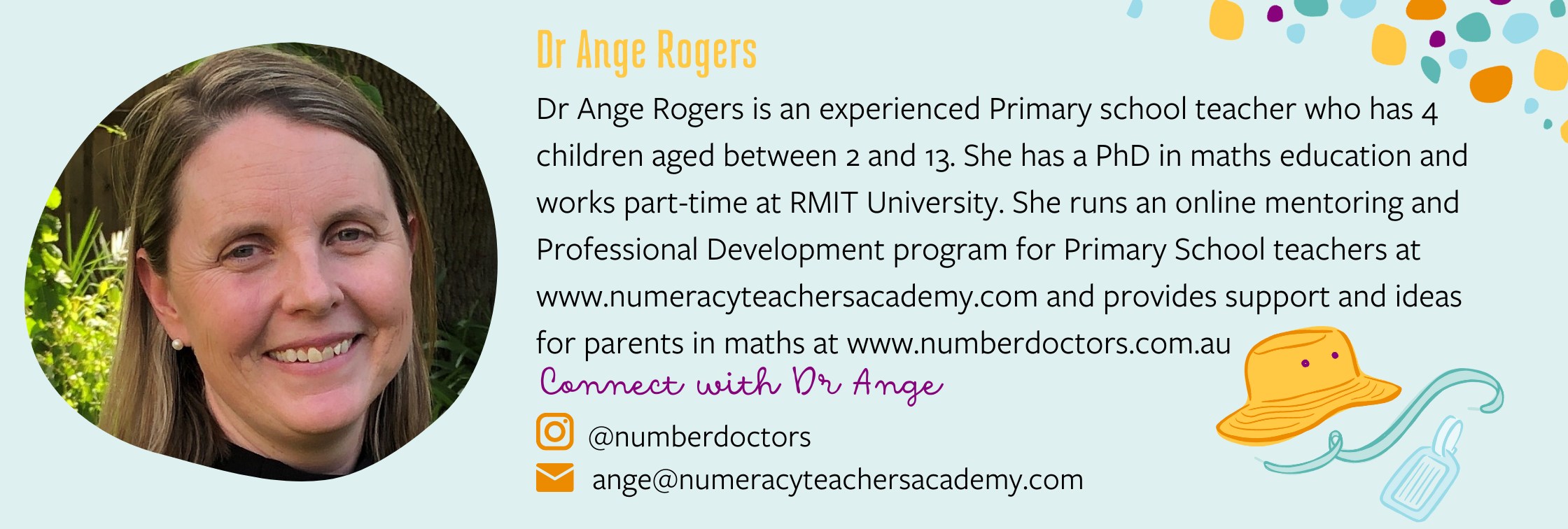 Dr Ange Rogers About Me & Image